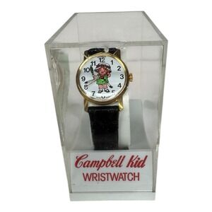 Campbell Kid Wristwatch Girl Criterion Watch Blk Band Box Wind Up Tested Working